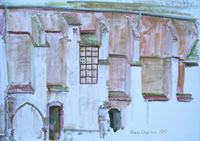 Kirche Höxter 2, Architektur, Aquarell